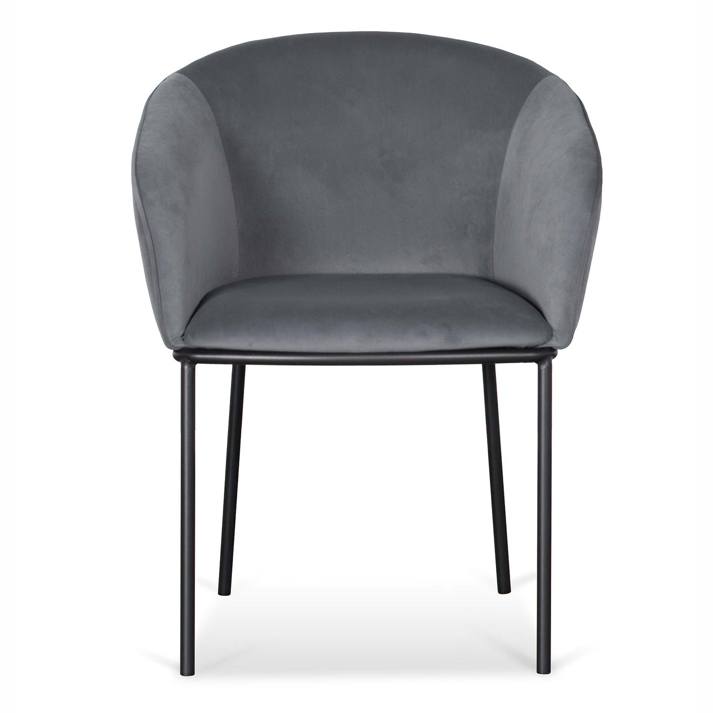 Ex Display - Rowena Dining Chair - Grey Velvet in Black Legs