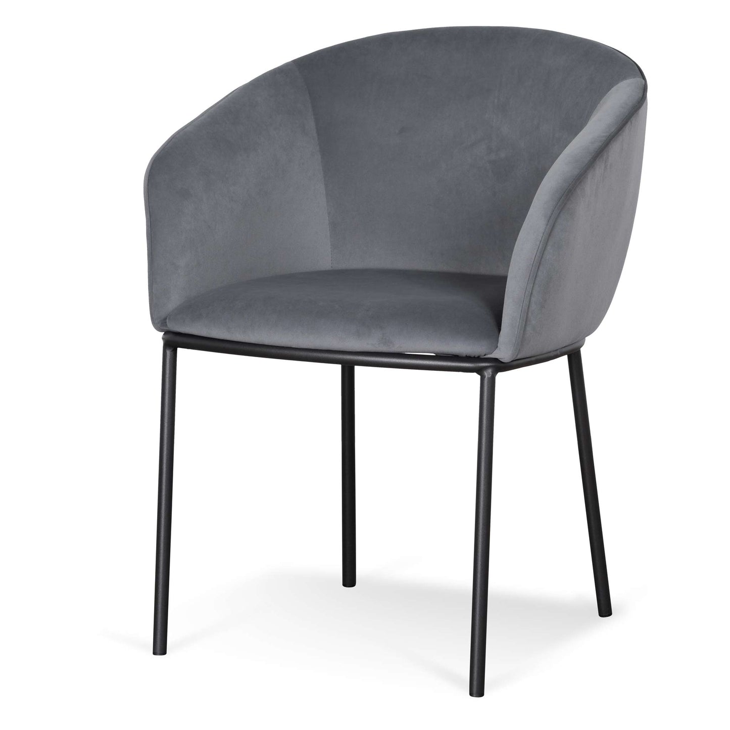 Ex Display - Rowena Dining Chair - Grey Velvet in Black Legs