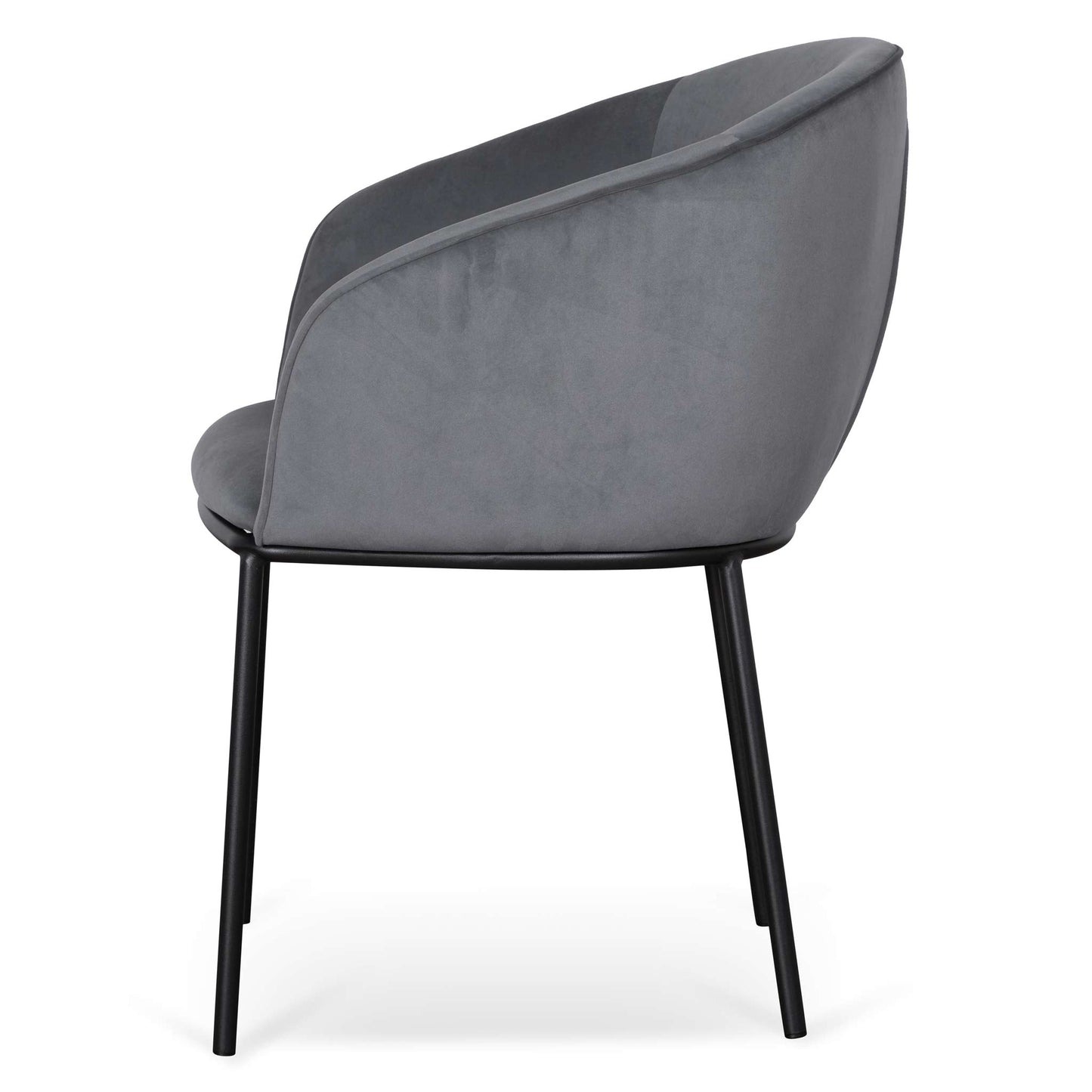 Ex Display - Rowena Dining Chair - Grey Velvet in Black Legs