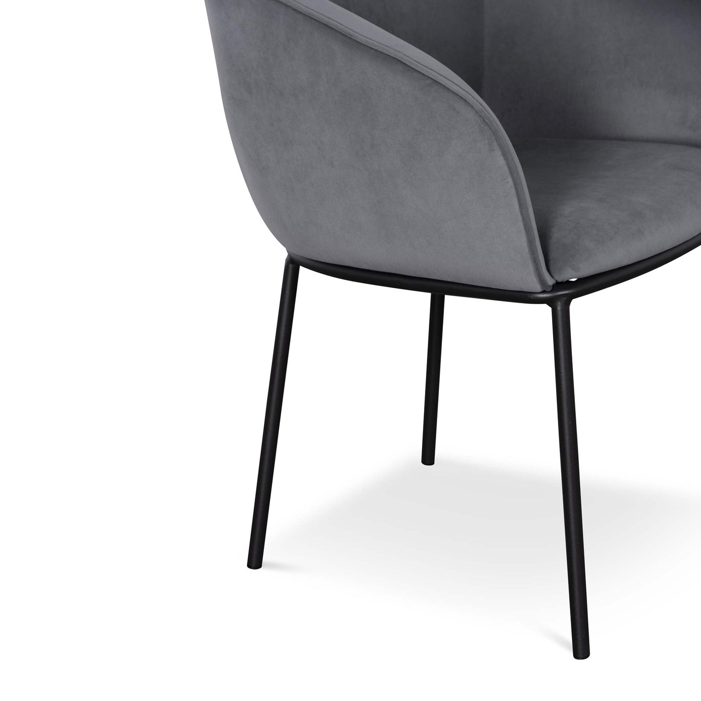 Ex Display - Rowena Dining Chair - Grey Velvet in Black Legs