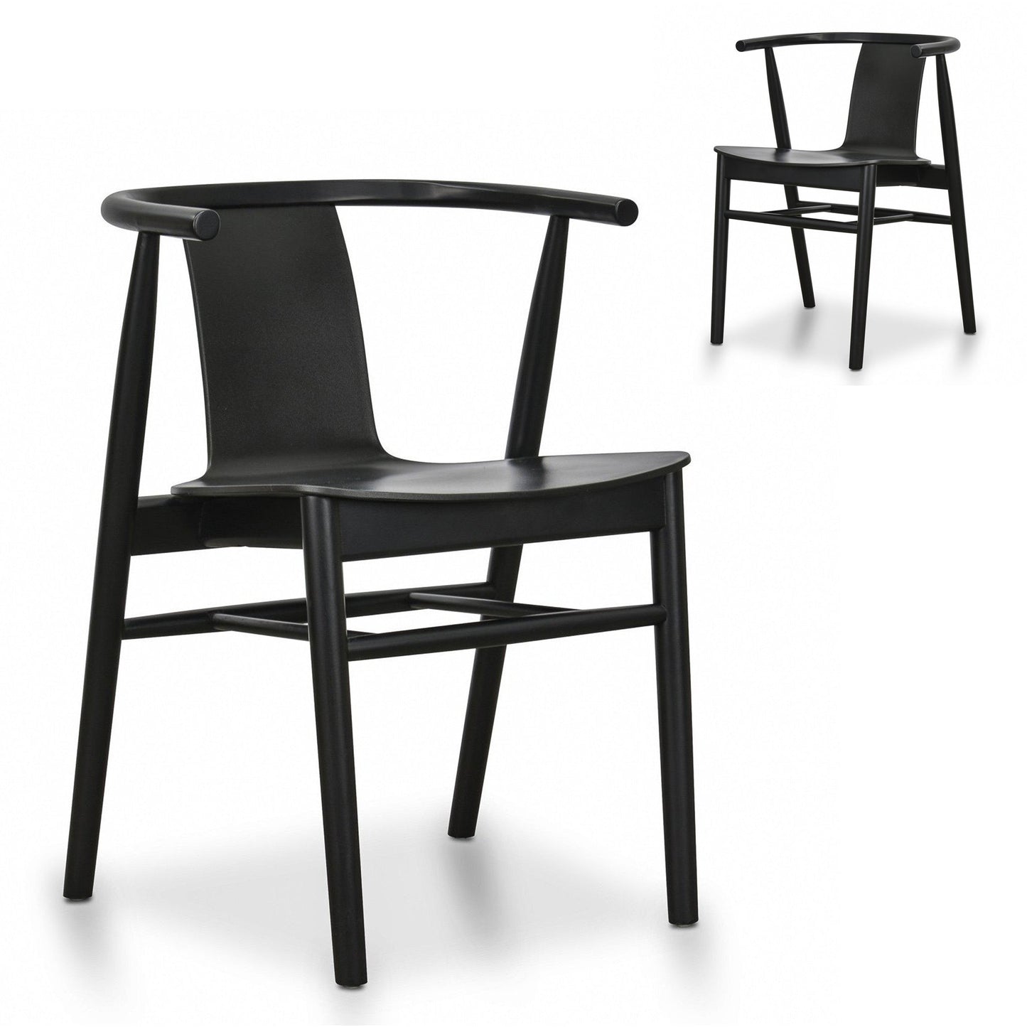 Set of 2 - Dean Wooden Dining Chair - Full Black