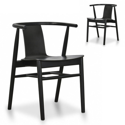 Set of 2 - Dean Wooden Dining Chair - Full Black
