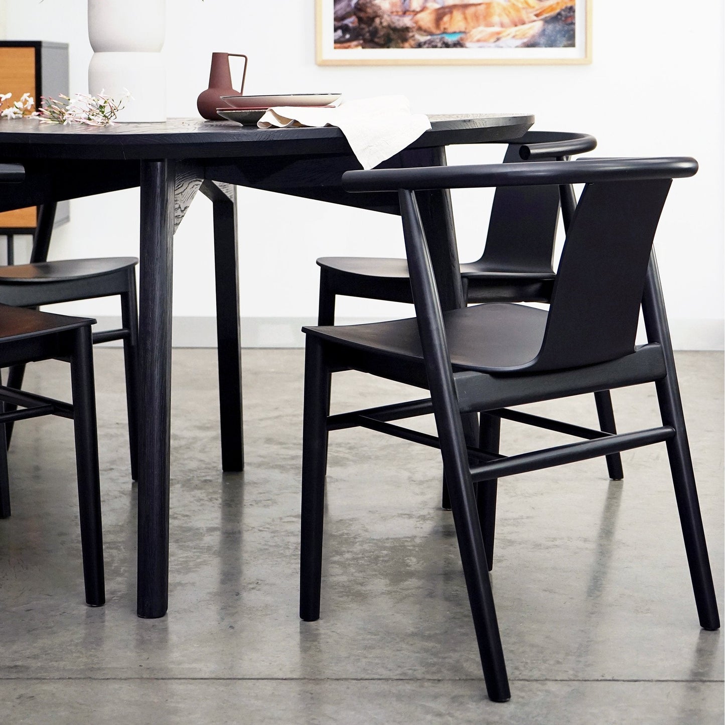 Set of 2 - Dean Wooden Dining Chair - Full Black