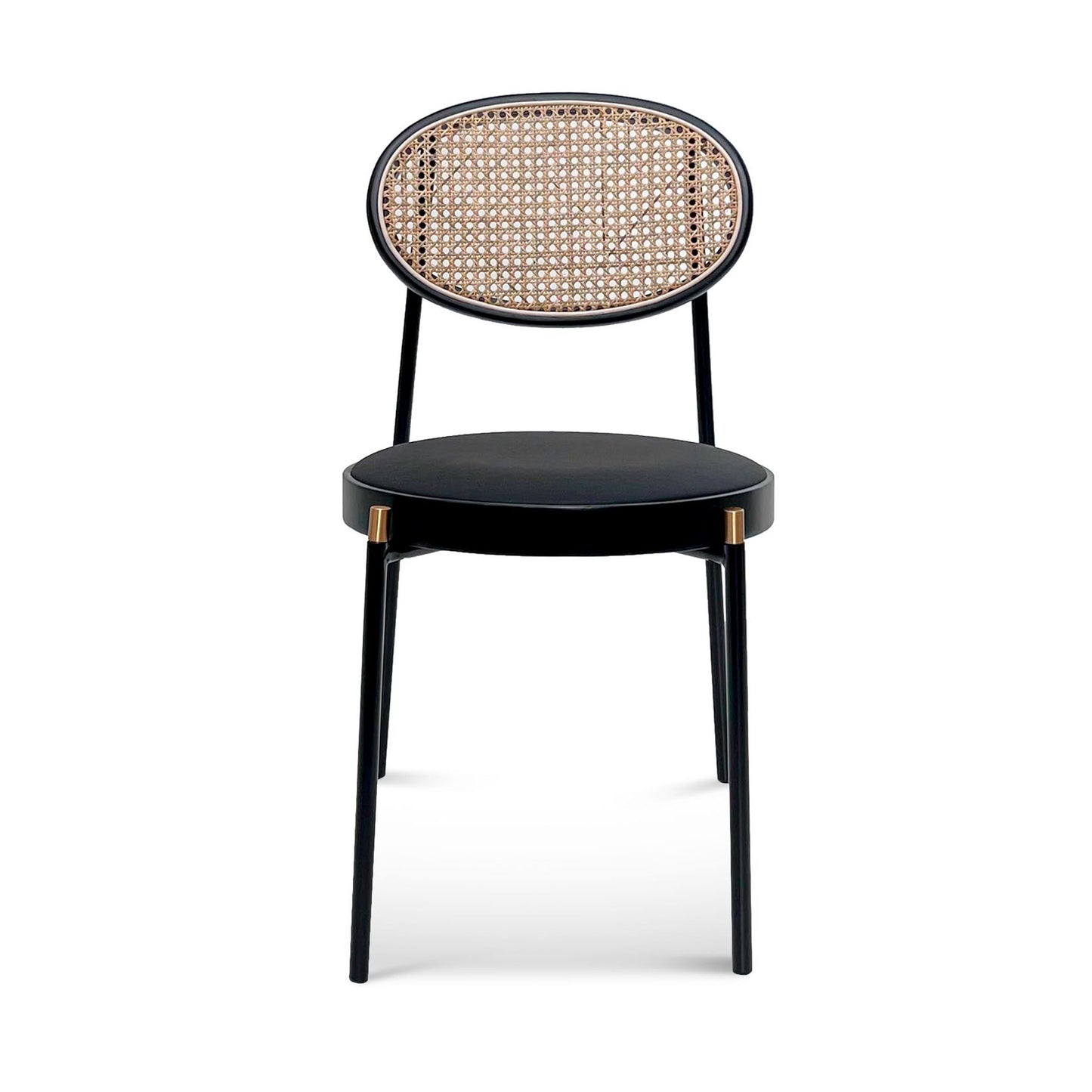 Ex Display - Lesley Natural Rattan Dining Chair - Black with Brass Cap