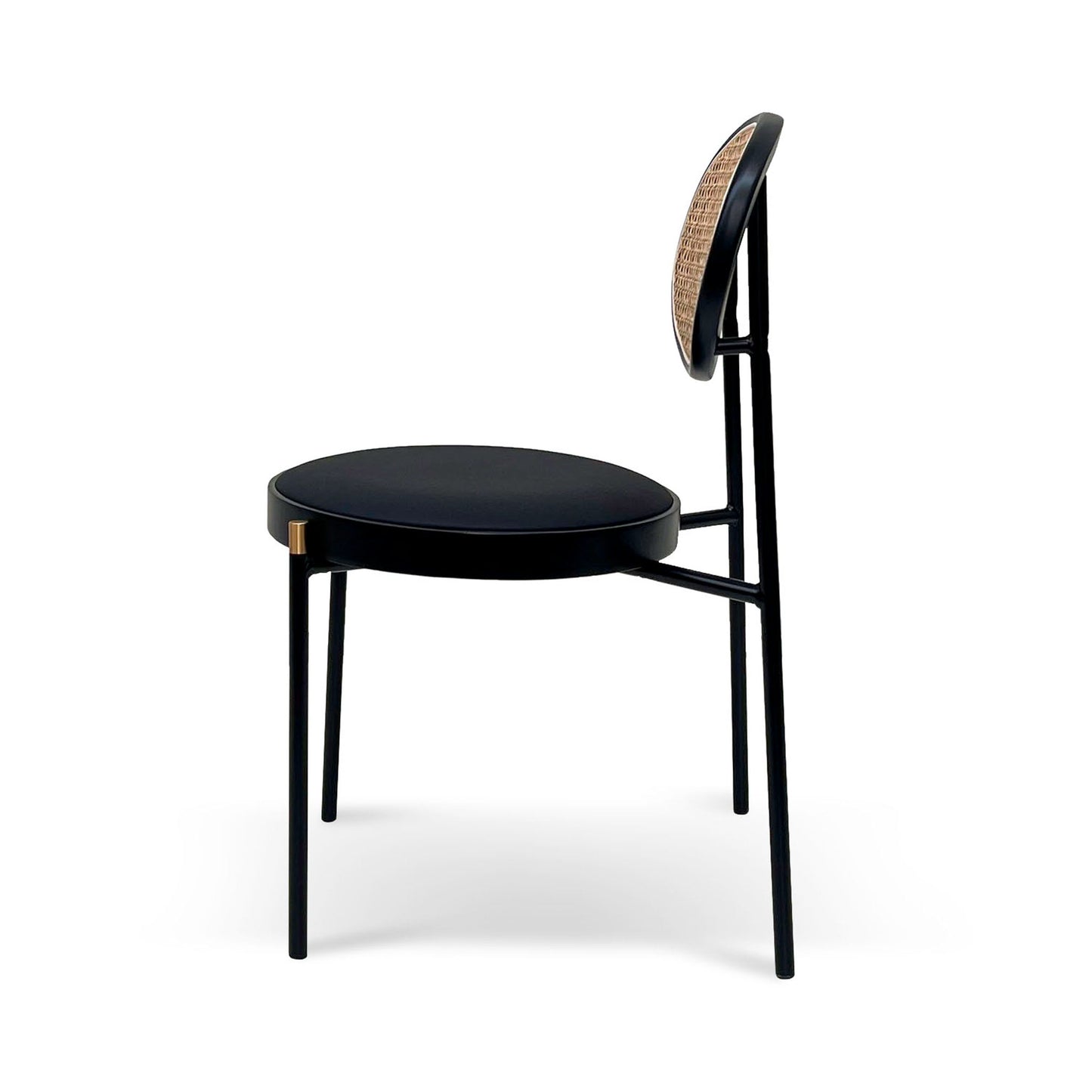 Ex Display - Lesley Natural Rattan Dining Chair - Black with Brass Cap