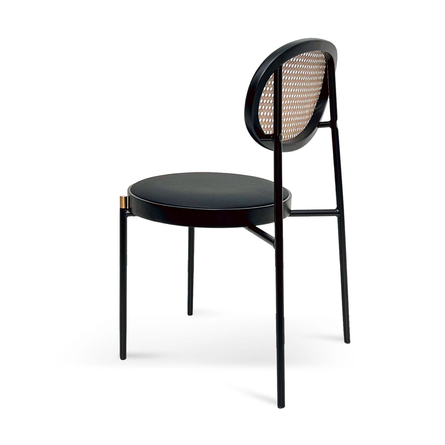 Ex Display - Lesley Natural Rattan Dining Chair - Black with Brass Cap