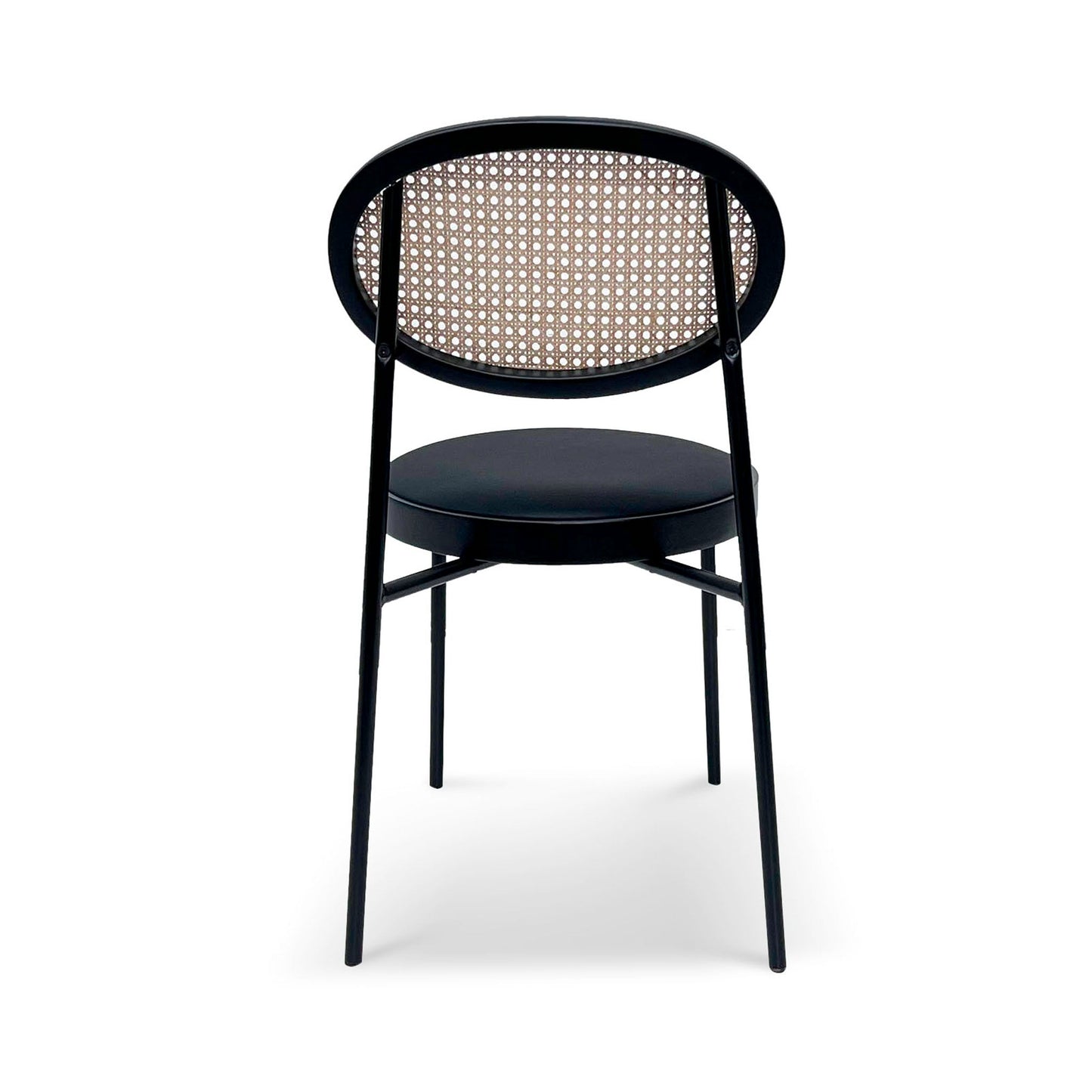 Ex Display - Lesley Natural Rattan Dining Chair - Black with Brass Cap