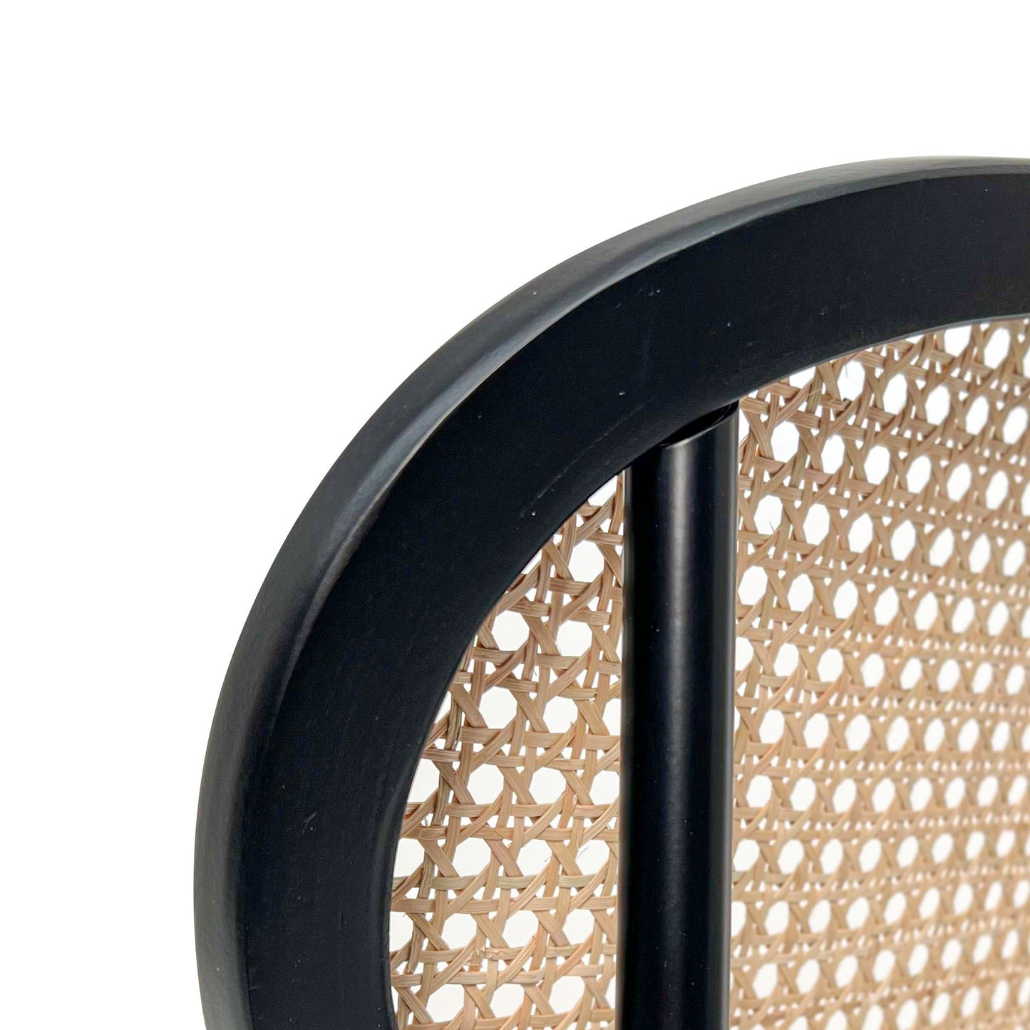 Ex Display - Lesley Natural Rattan Dining Chair - Black with Brass Cap