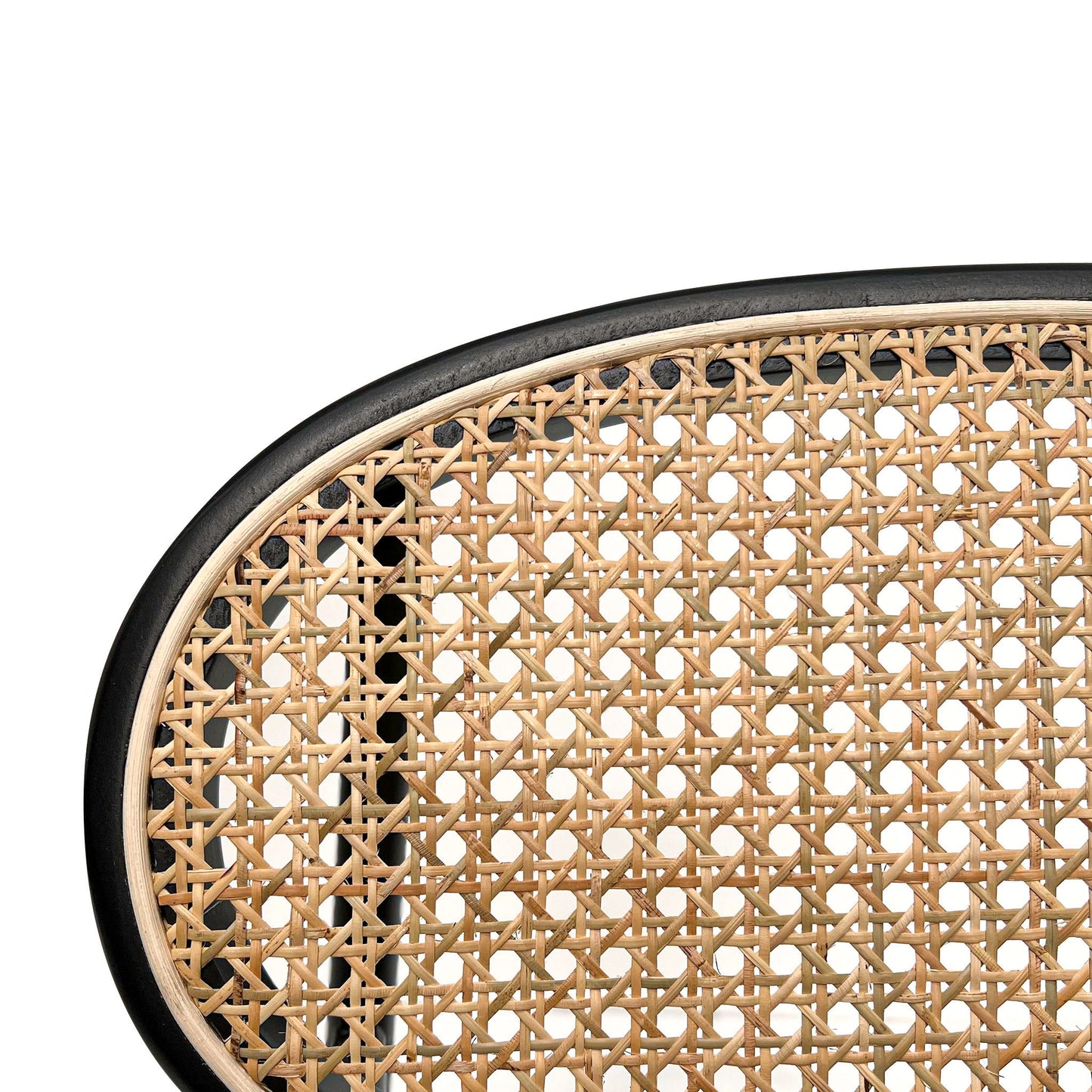 Ex Display - Lesley Natural Rattan Dining Chair - Black with Brass Cap