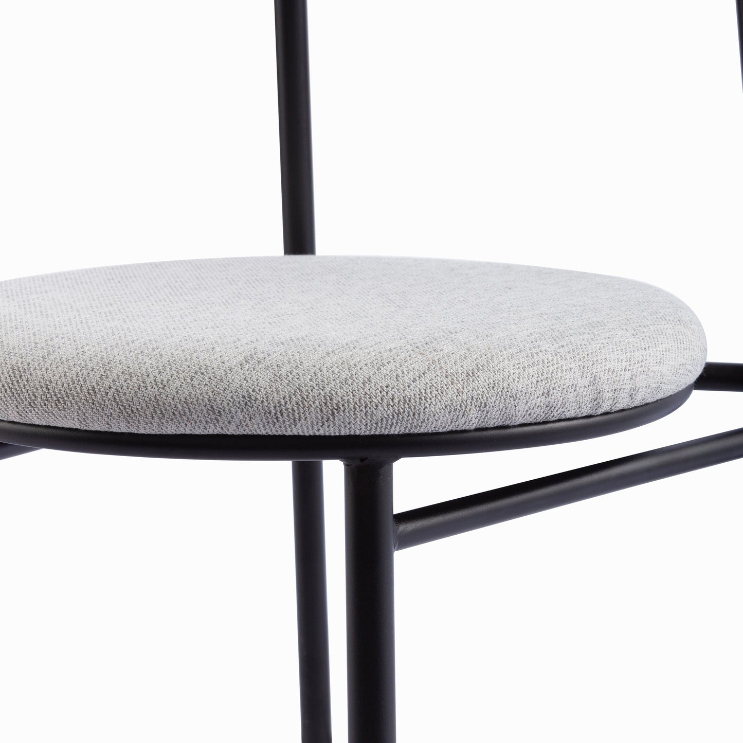 Ex Display - Set of 2 Oneal Fabric Dining Chair - Silver Grey with Black Legs