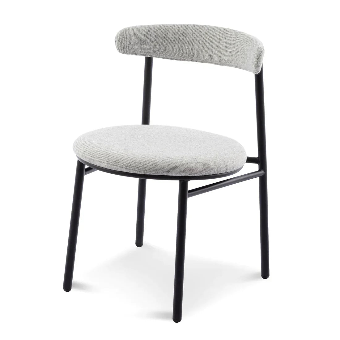 Fabric Dining Chair - Silver Grey with Black Legs(Set of 2)