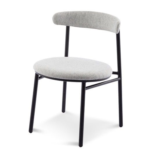 Set of 2 - Oneal Fabric Dining Chair - Silver Grey with Black Legs