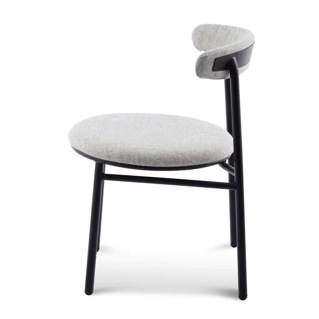 Fabric Dining Chair - Silver Grey with Black Legs(Set of 2)
