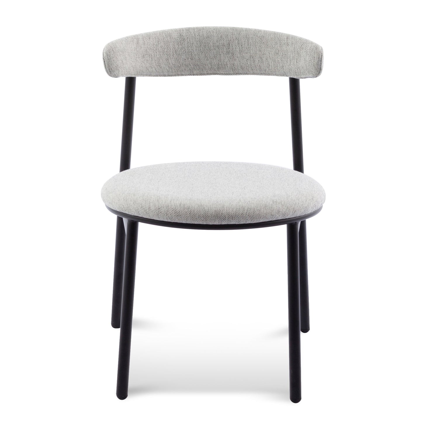 Ex Display - Set of 2 Oneal Fabric Dining Chair - Silver Grey with Black Legs