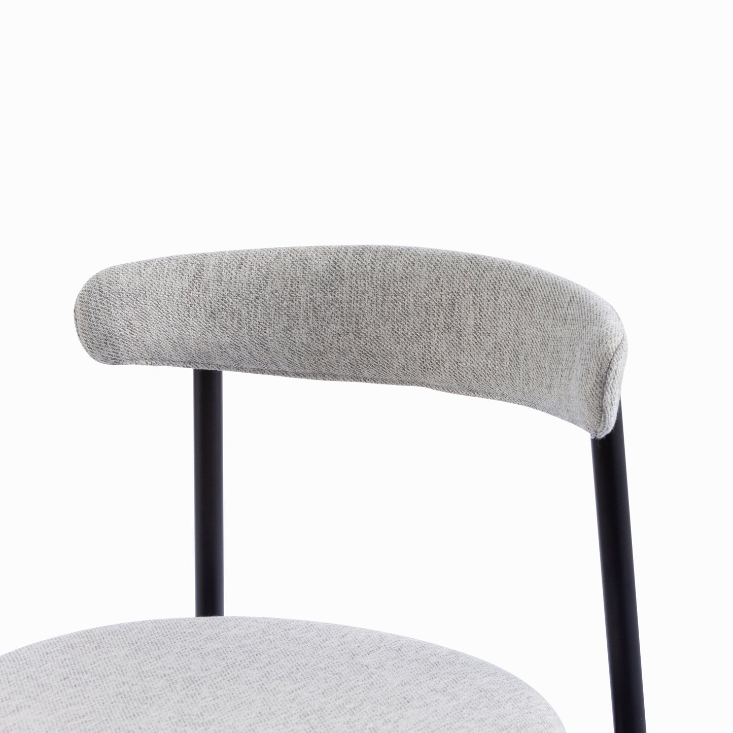 Ex Display - Set of 2 Oneal Fabric Dining Chair - Silver Grey with Black Legs