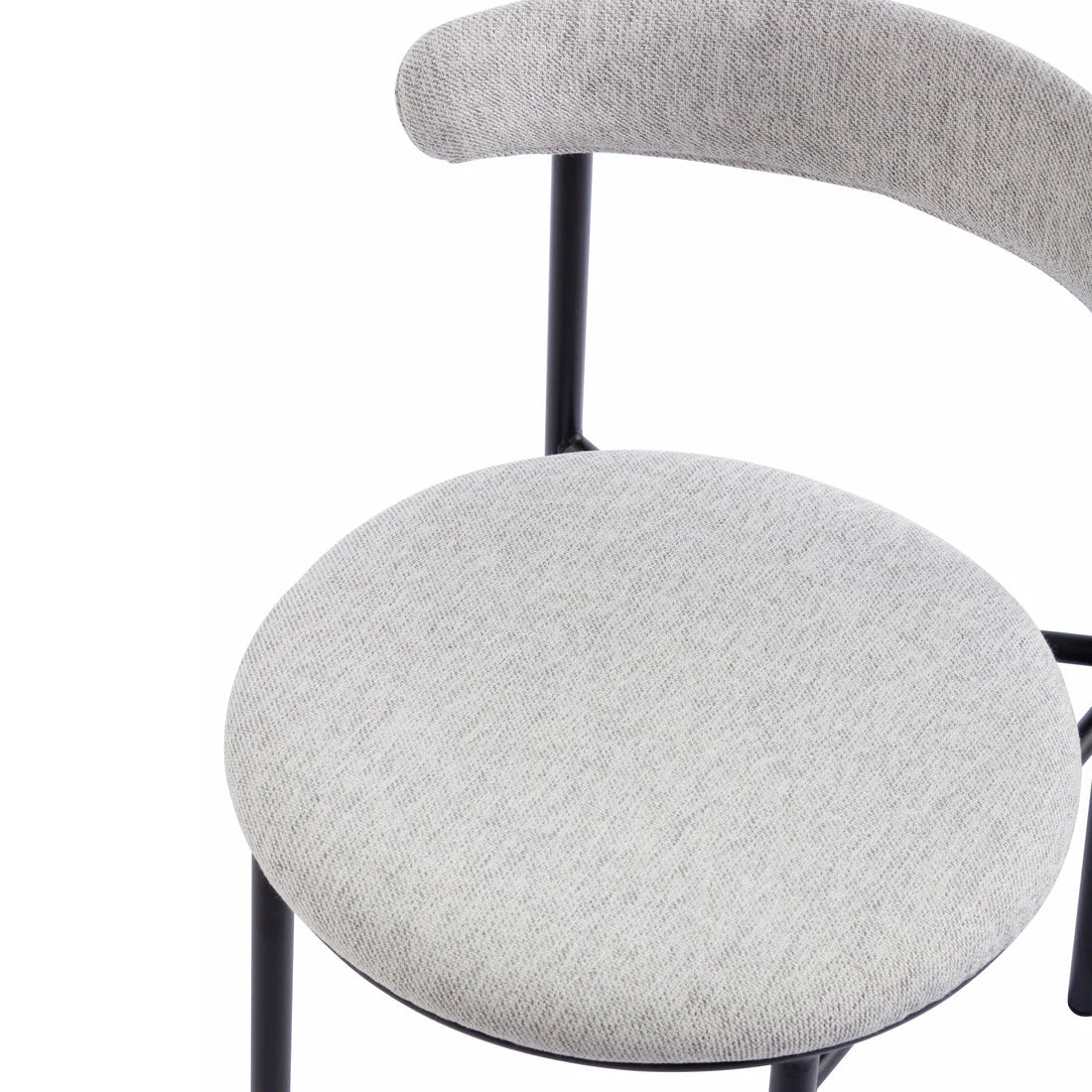 Fabric Dining Chair - Silver Grey with Black Legs(Set of 2)