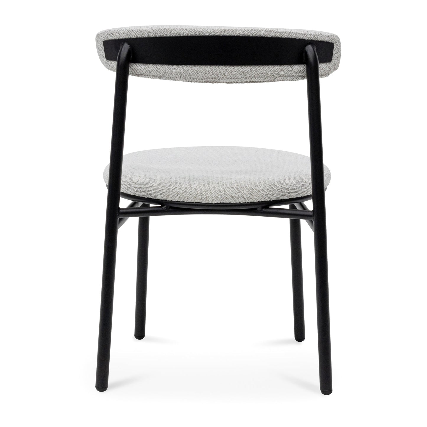 Set of 2 - Oneal Fabric Dining Chair - Moon White Boucle and Black Legs