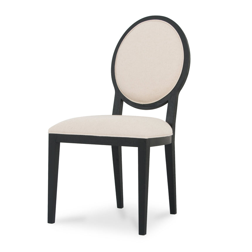 Light Beige Fabric Dining Chair - Black Frame (Set of 2)