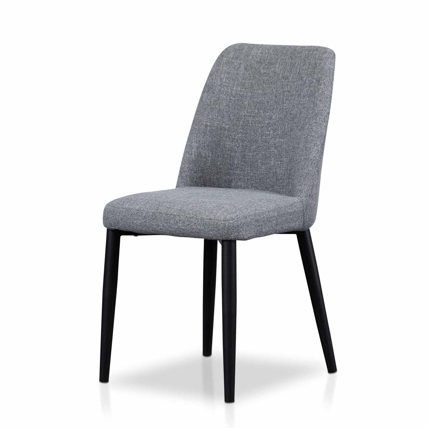 Set of 2 - Emmitt Fabric Dining Chair - Pebble Grey in Black Legs