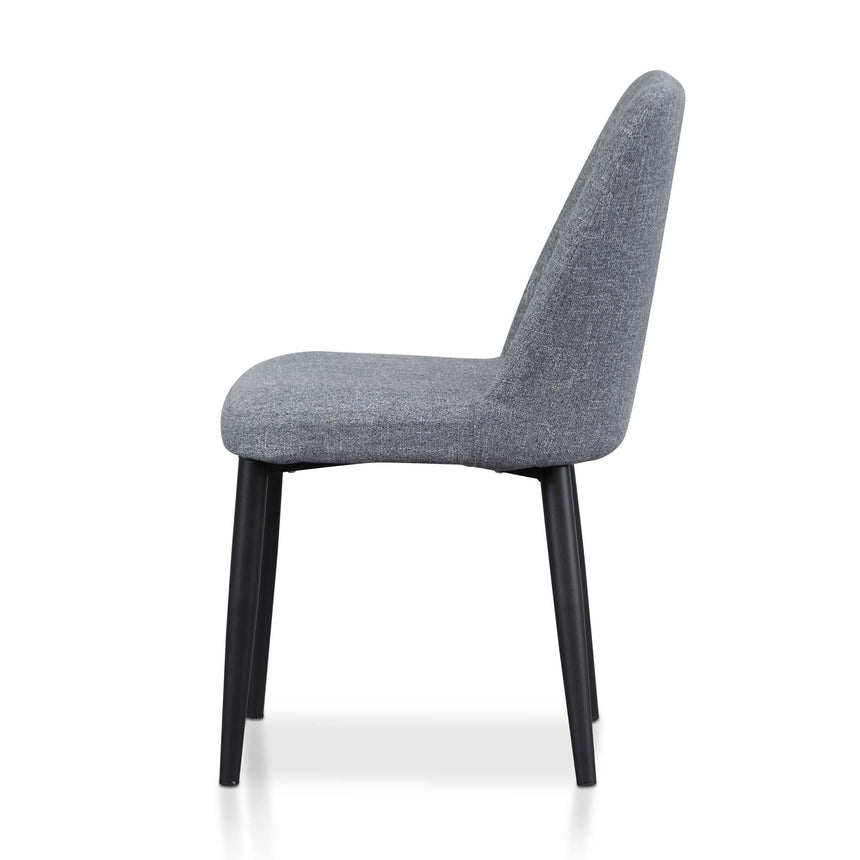 Fabric Dining Chair - Pebble Grey in Black Legs (Set of 2)