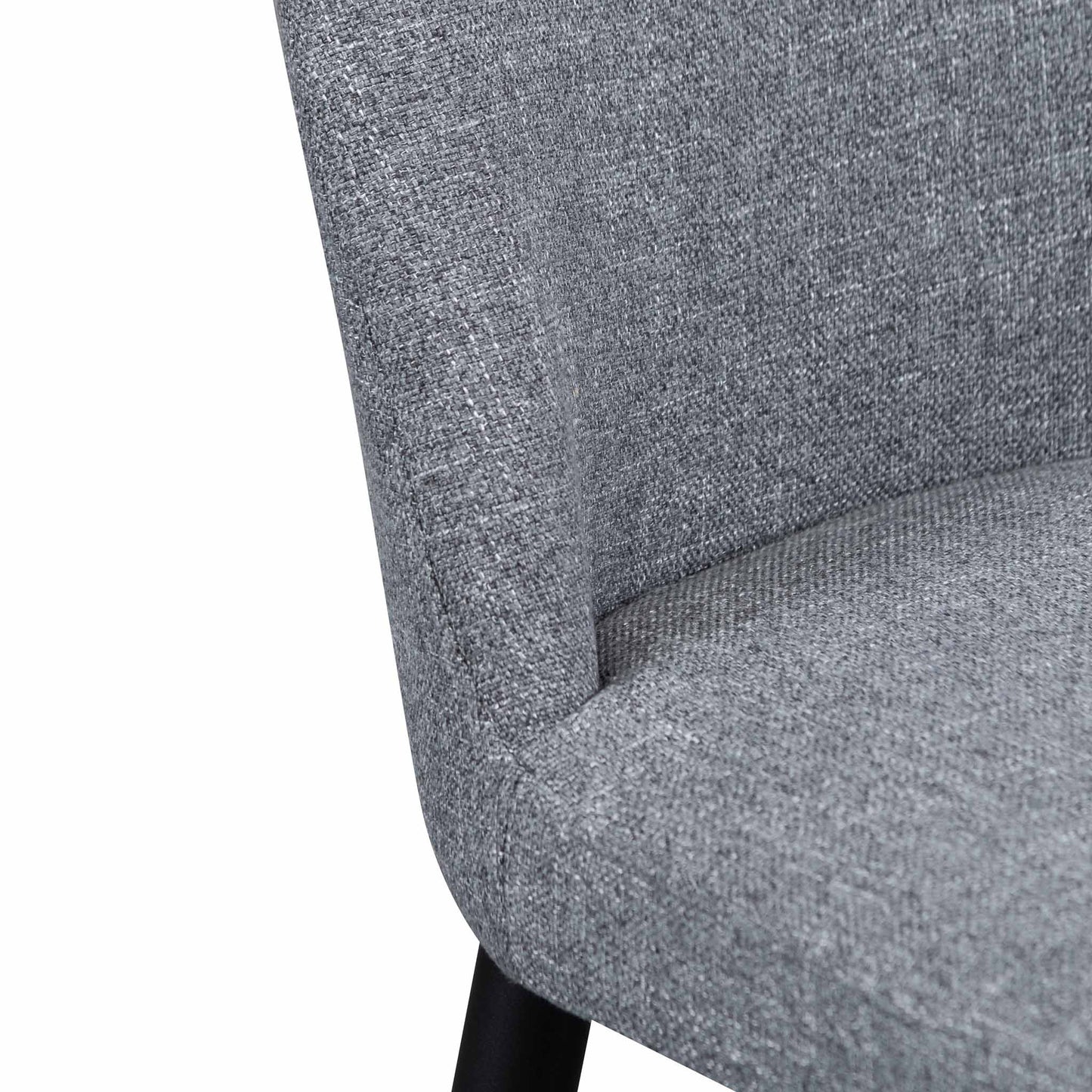 Set of 2 - Emmitt Fabric Dining Chair - Pebble Grey in Black Legs