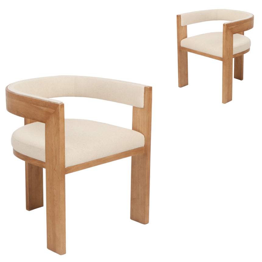Set of 2 - Dining Chair - Light Beige