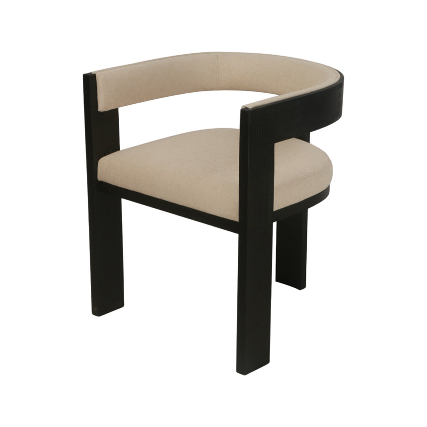 Set of 2 - Black ELM Dining Chair - Light Beige