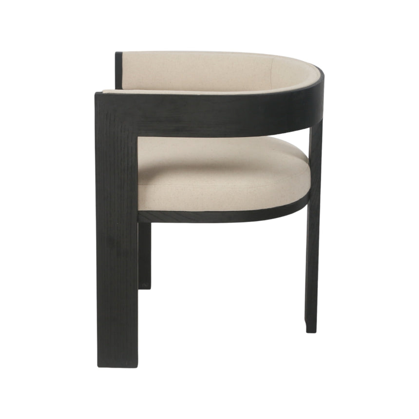 Set of 2 - Black ELM Dining Chair - Light Beige