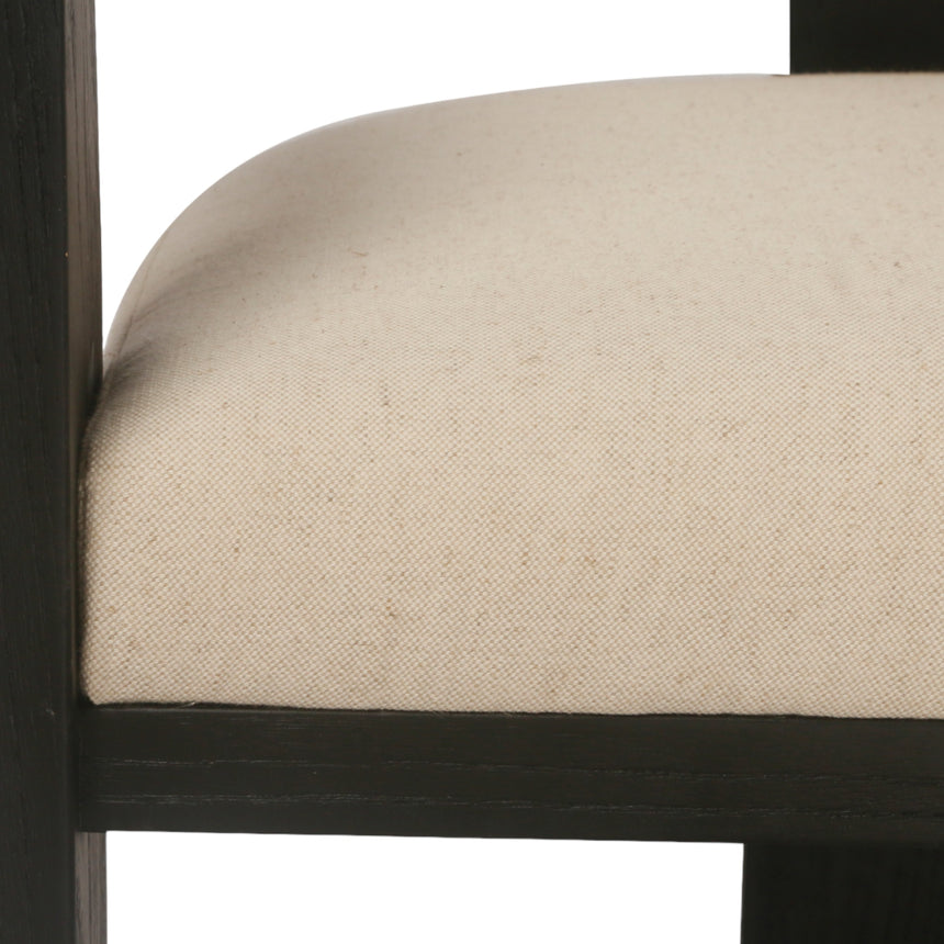 Set of 2 - Black ELM Dining Chair - Light Beige