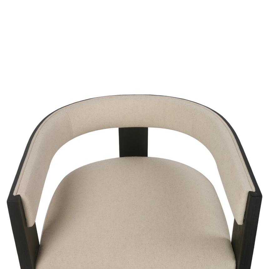 Set of 2 - Black ELM Dining Chair - Light Beige