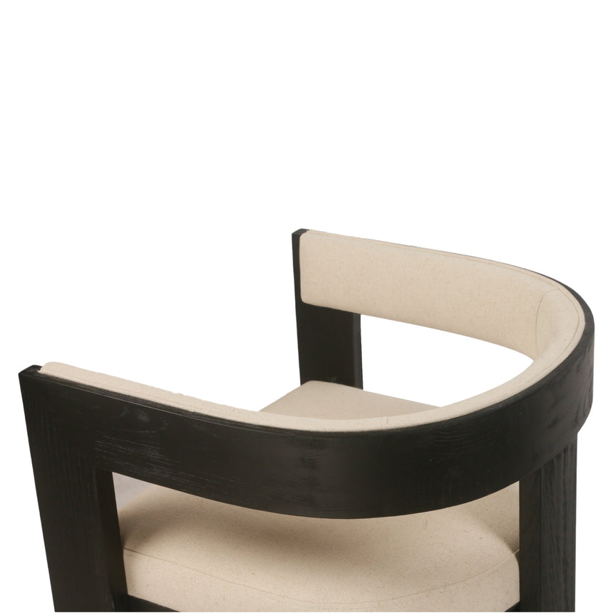 Set of 2 - Black ELM Dining Chair - Light Beige