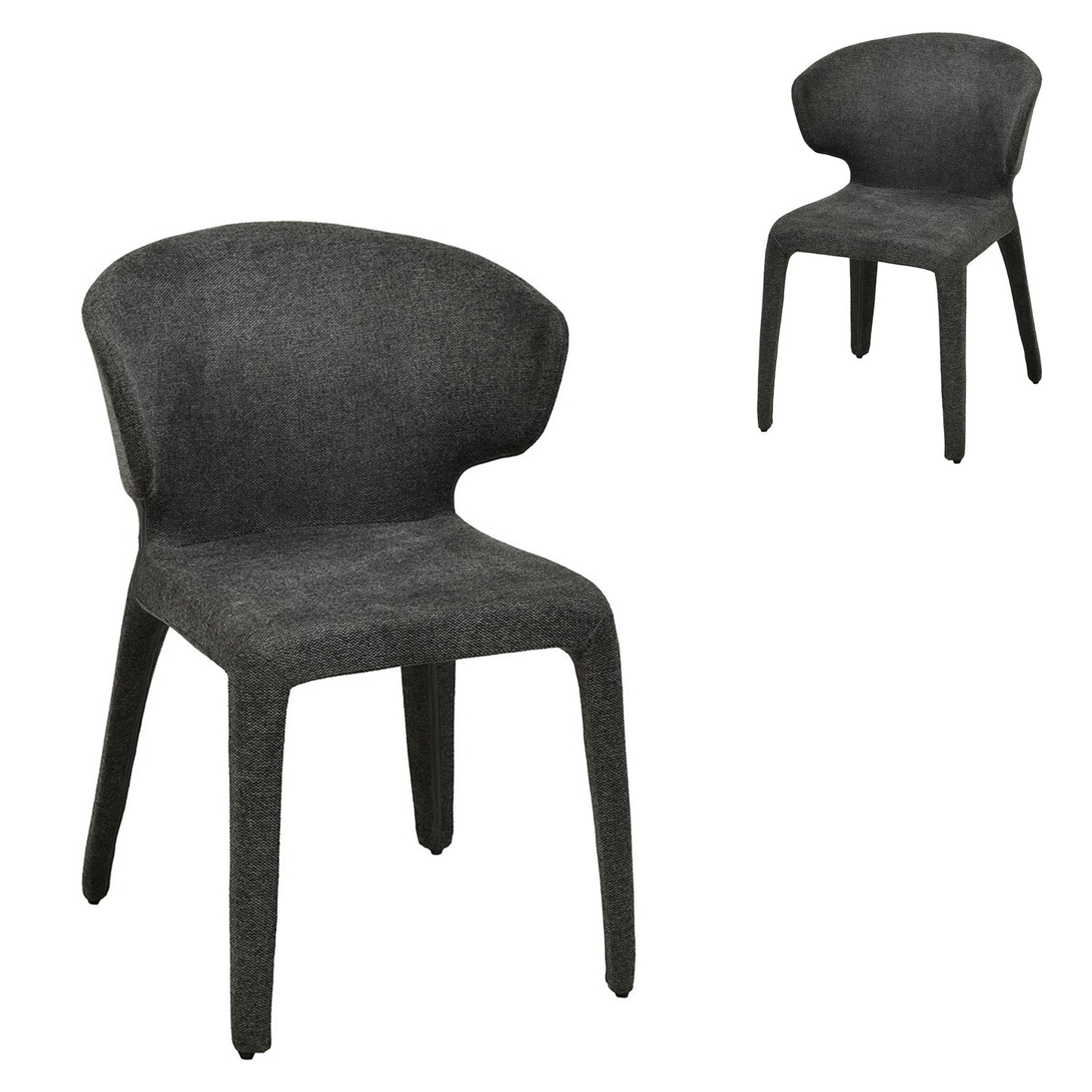 Set of 2 - Pollard Fabric Dining Chair - Charcoal Grey