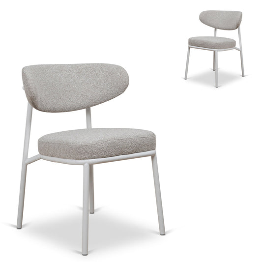 Set of 2 - Ambrosi White Dining Chair - Clay Grey