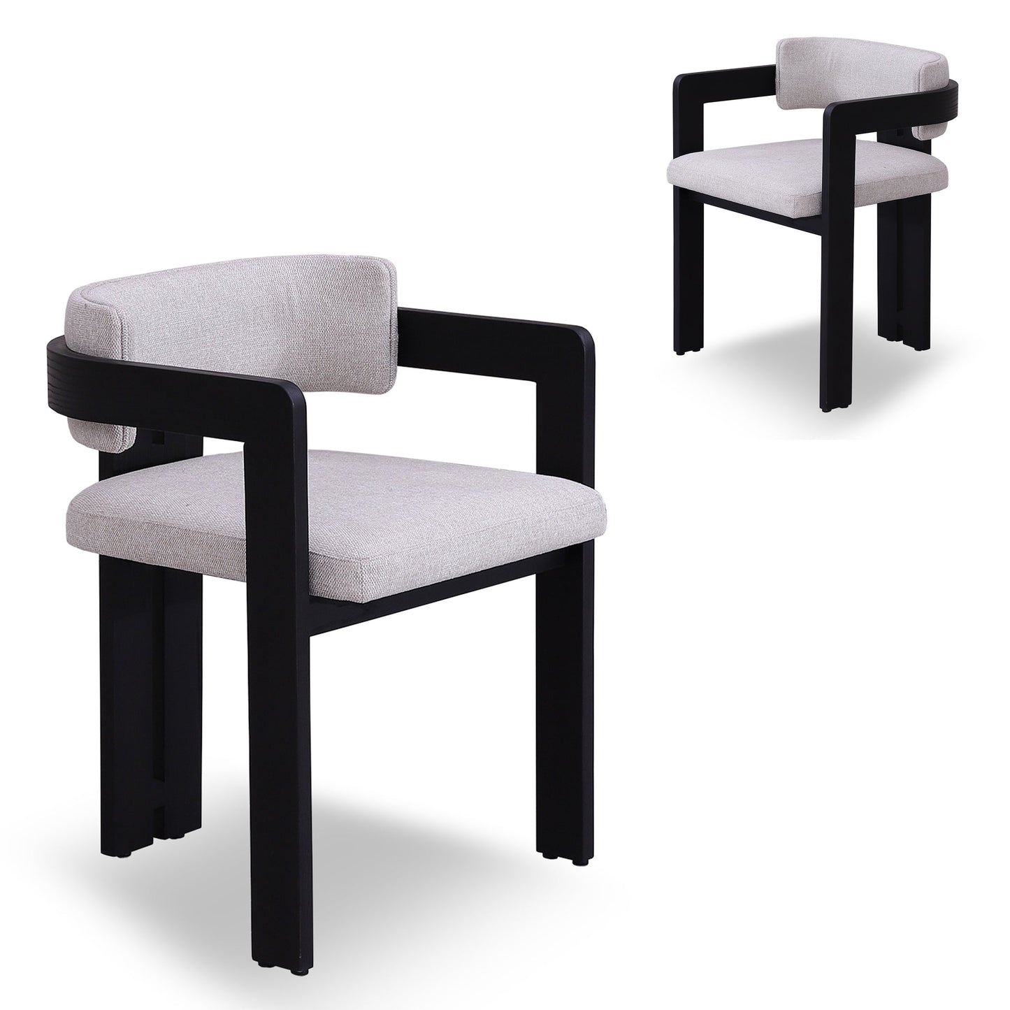 Set of 2 - Merari Black Dining Chair - Stone Beige