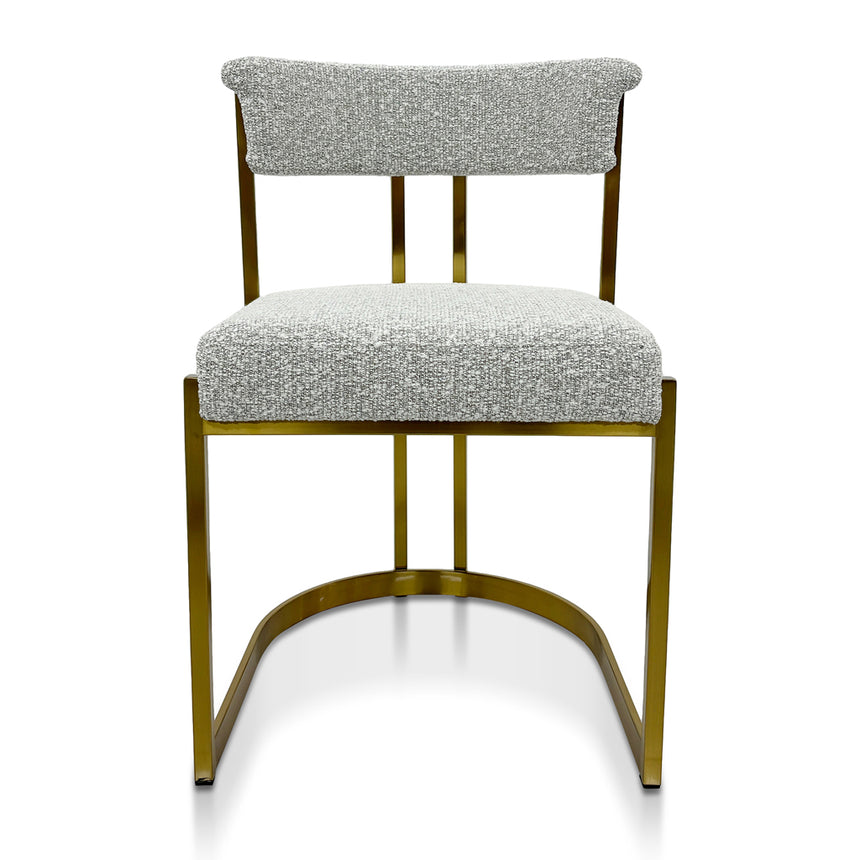 Silver Grey Boucle Dining Chair - Golden Base
