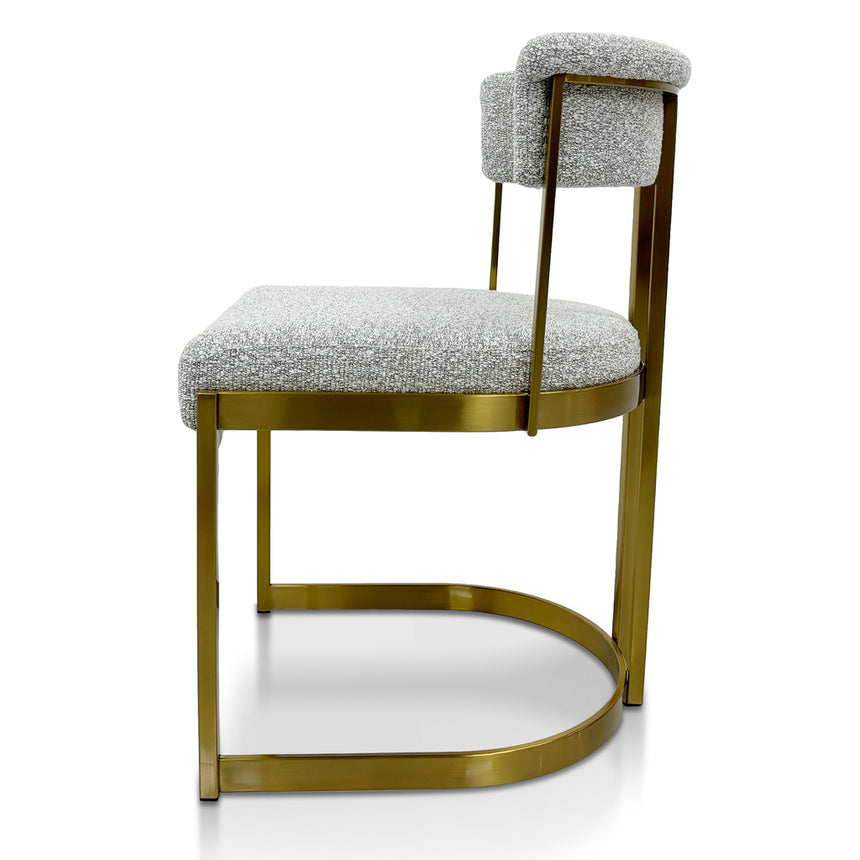 Silver Grey Boucle Dining Chair - Golden Base