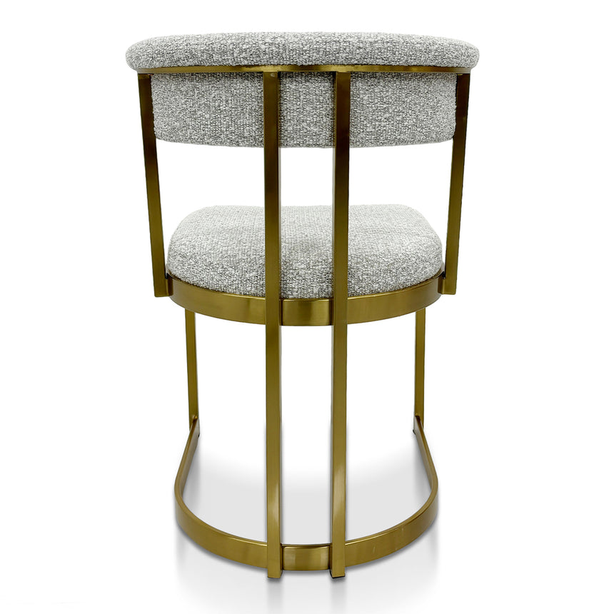 Silver Grey Boucle Dining Chair - Golden Base