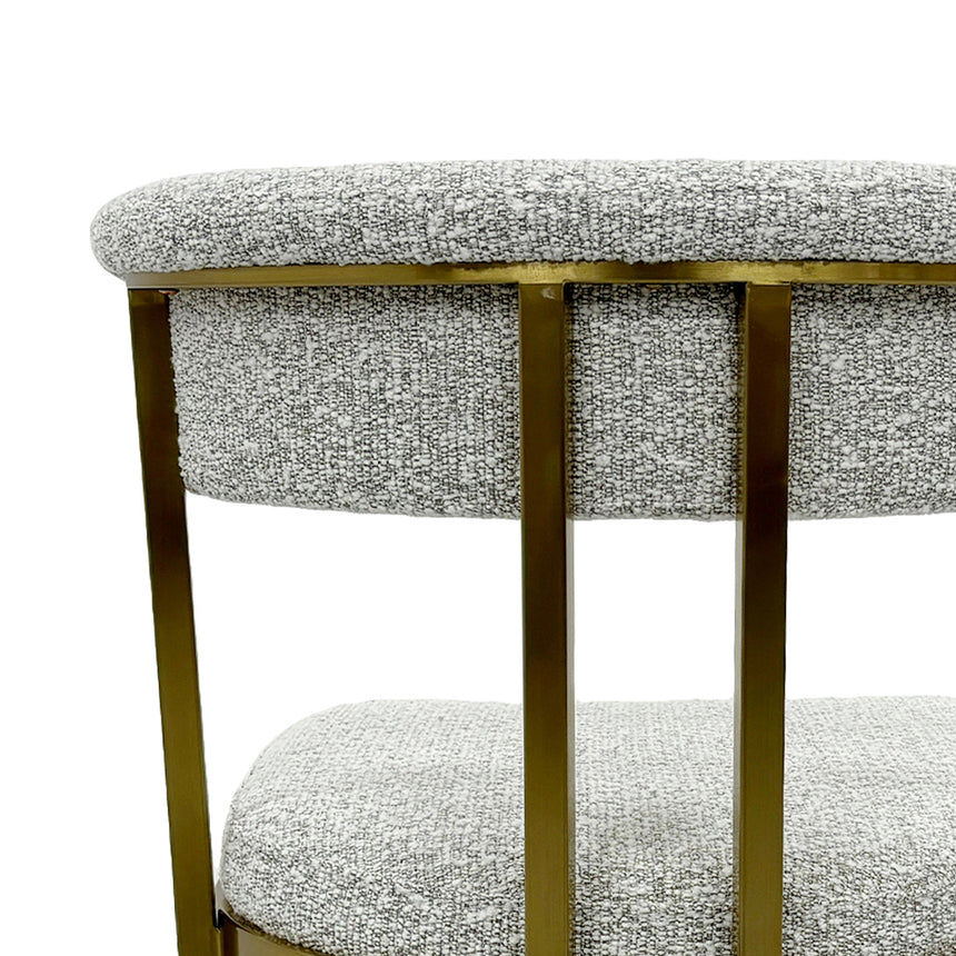 Silver Grey Boucle Dining Chair - Golden Base