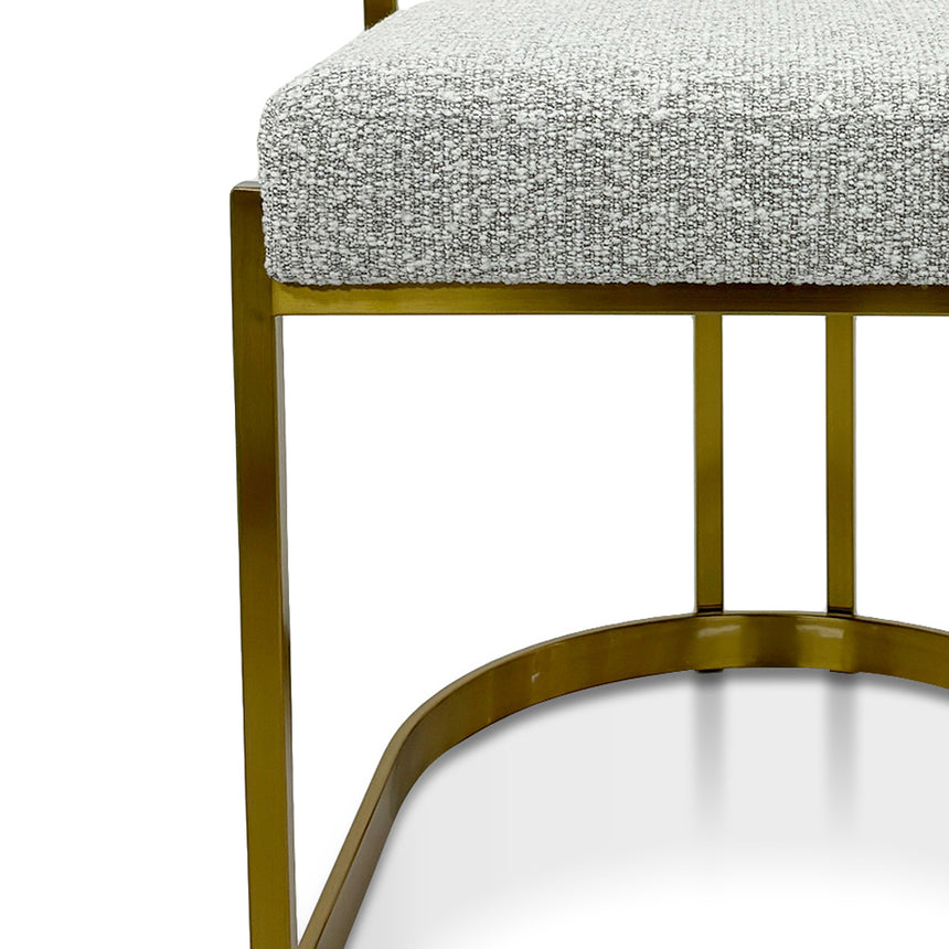 Silver Grey Boucle Dining Chair - Golden Base
