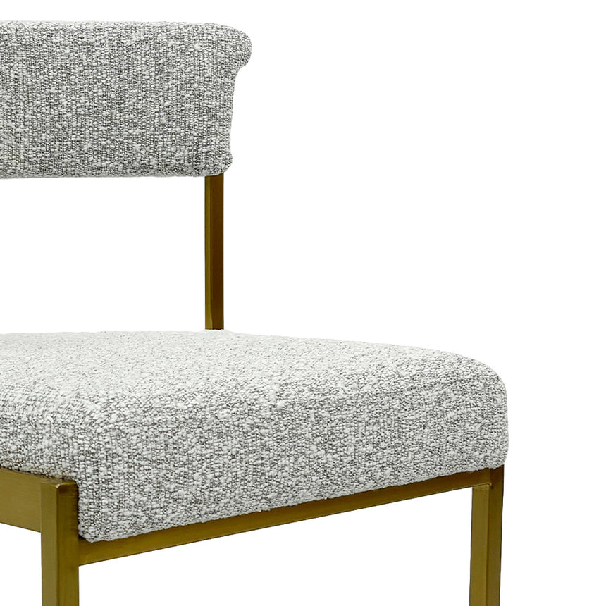Silver Grey Boucle Dining Chair - Golden Base