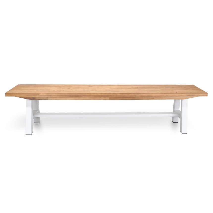 Outdoor Wooden Bench - Natural Top and White Legs