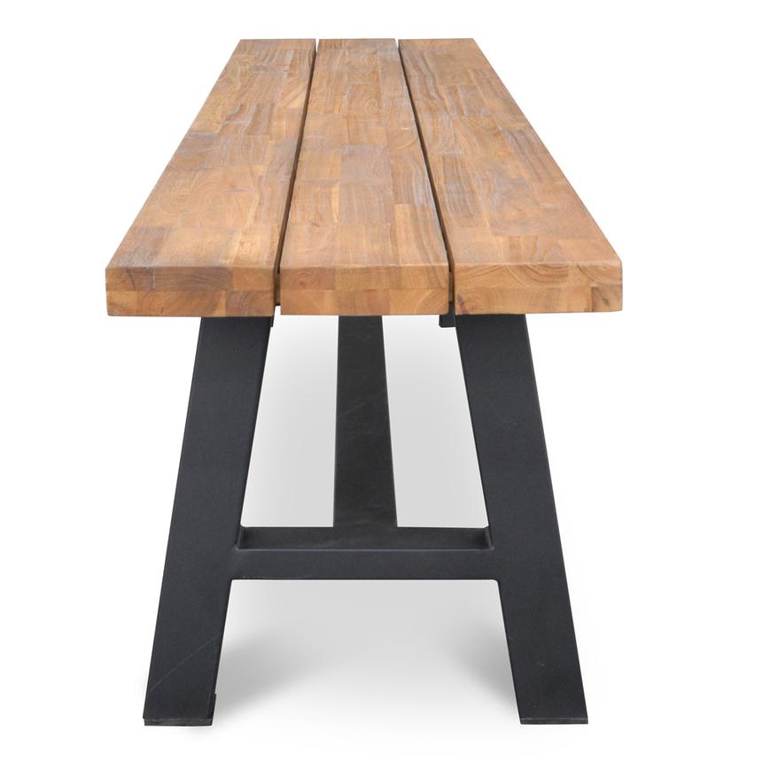 Outdoor Wooden Bench - Natural Top and Black Legs