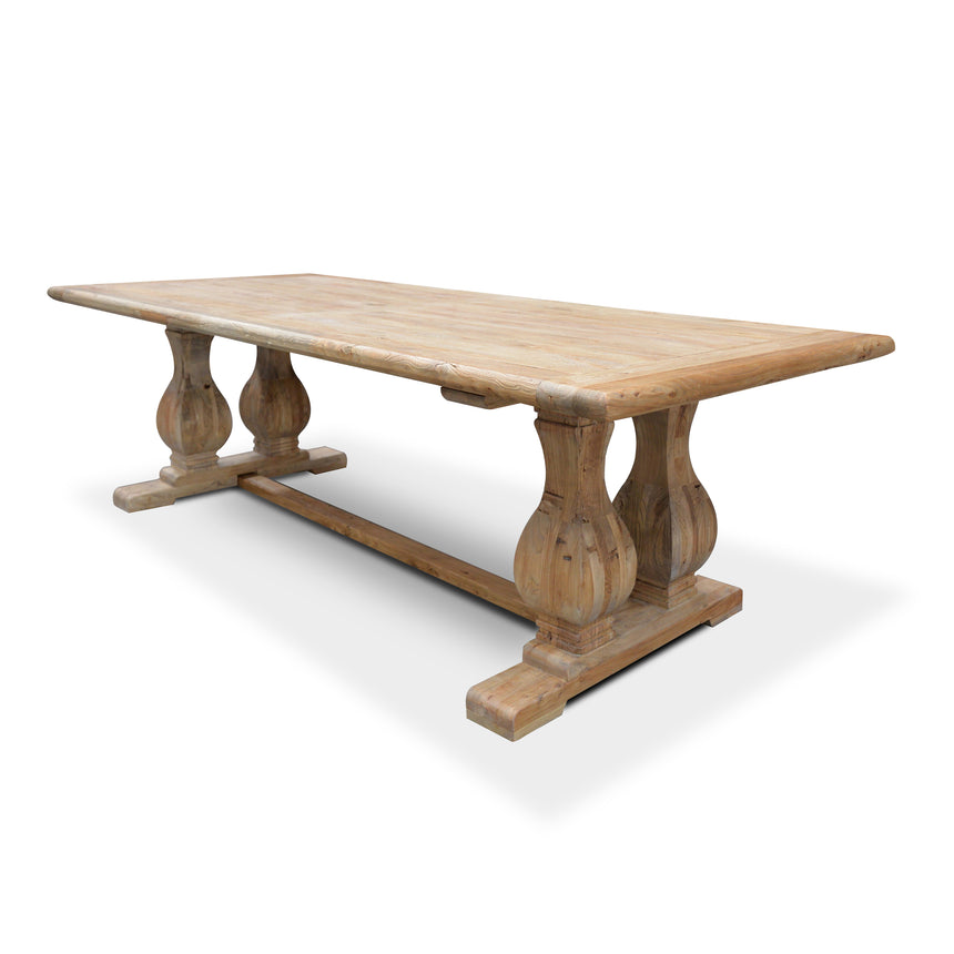 Elm Wood Dining Table 3m - Rustic Natural