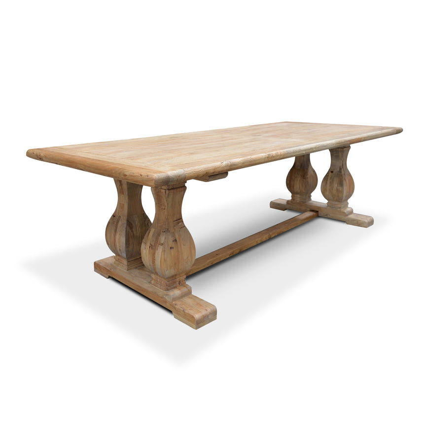 Elm Wood Dining Table 3m - Rustic Natural