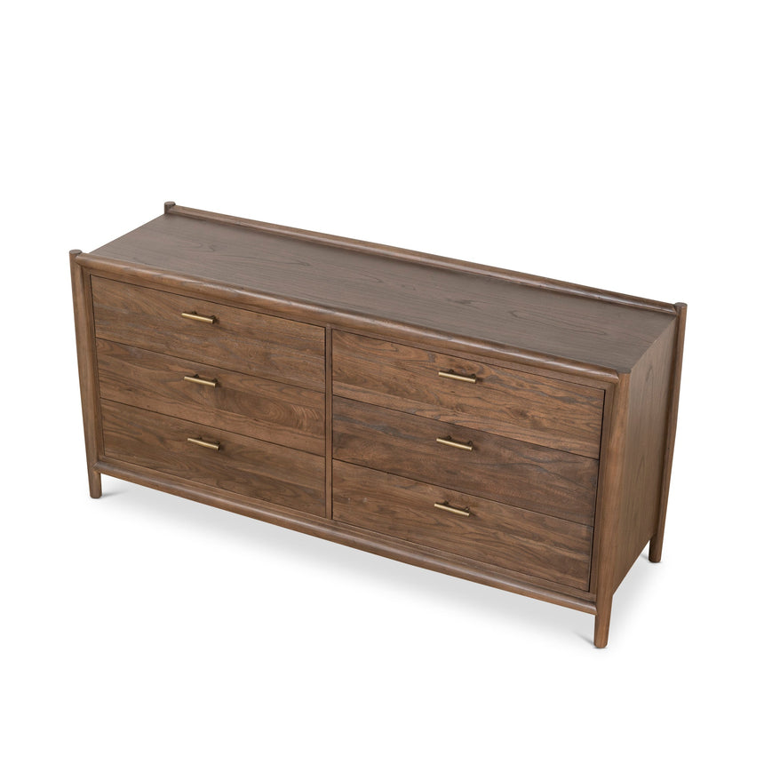 6 Drawer Wooden Chest - Walnut