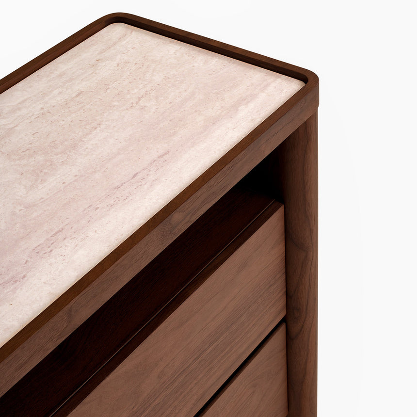 Glass Top Chest of Drawer - Walnut