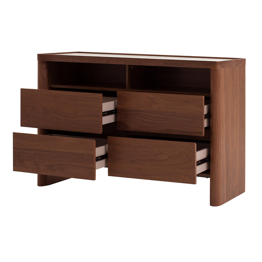 Glass Top Chest of Drawer - Walnut