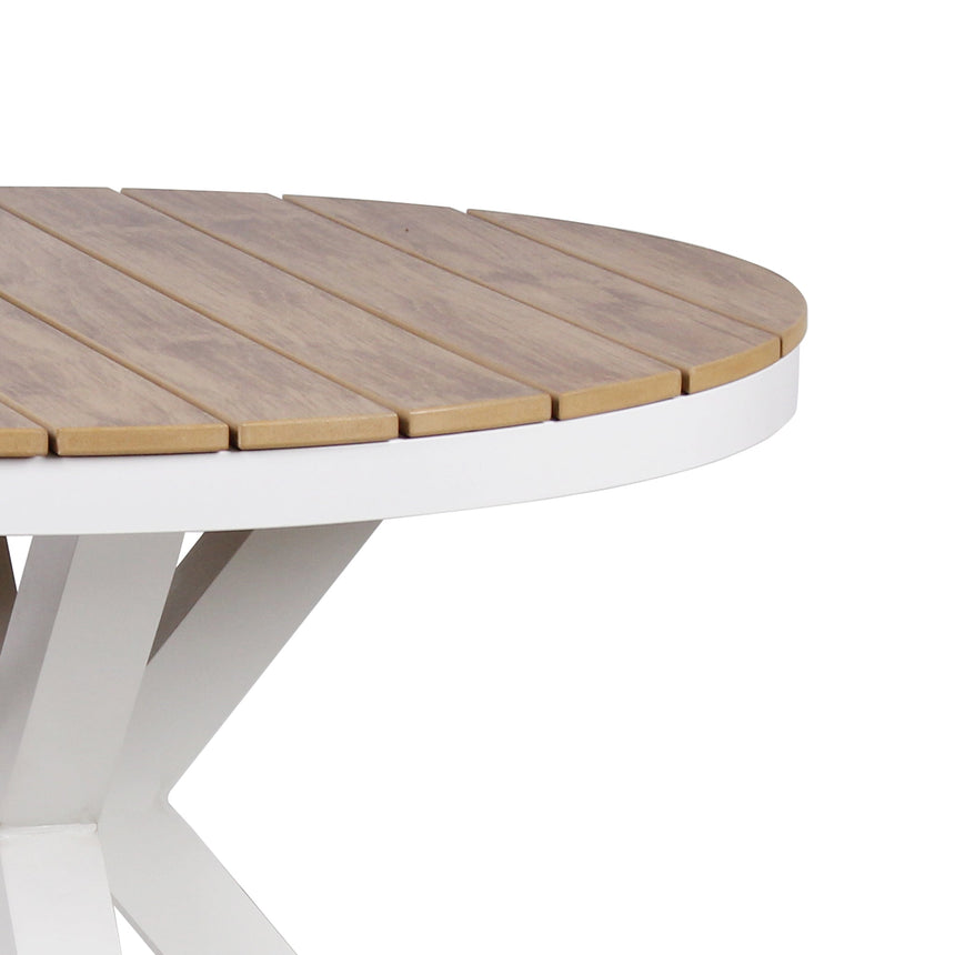 90cm Round Sand White Outdoor Dining Table - Natural