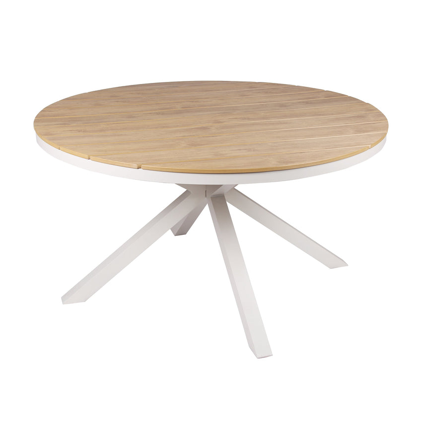 1.4m Round Sand White Outdoor Dining Table - Natural