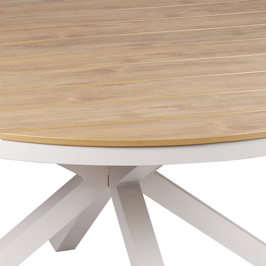 1.4m Round Sand White Outdoor Dining Table - Natural